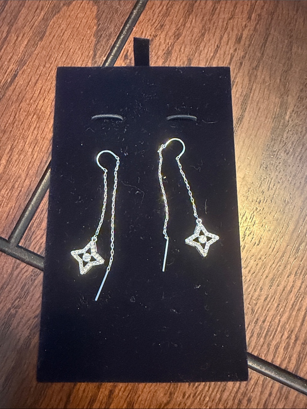 Swarovski Silver Threader Earrings with Starburst Crystal Drops